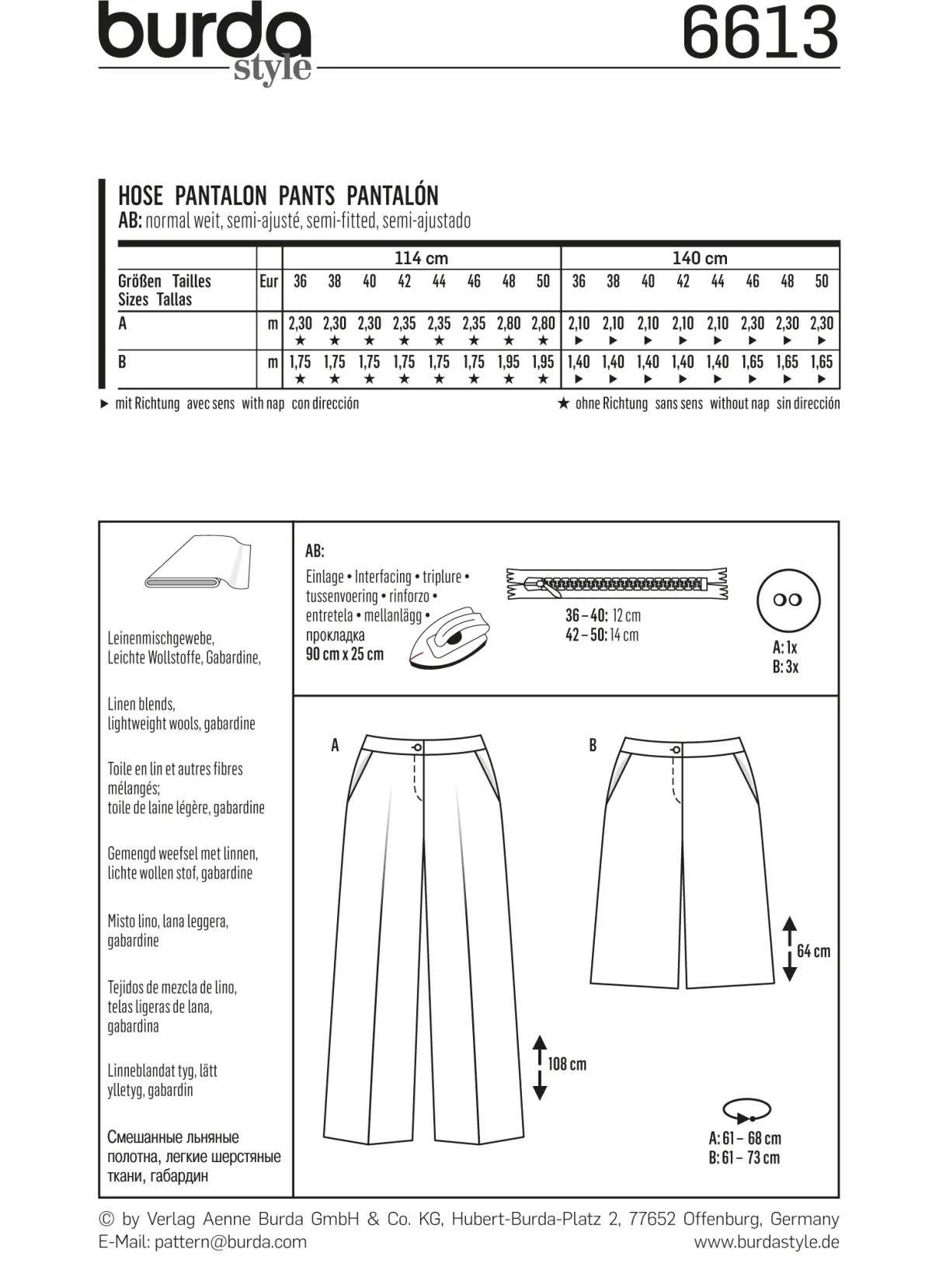 Cartamodelli Burda Pantaloni>pantaloni