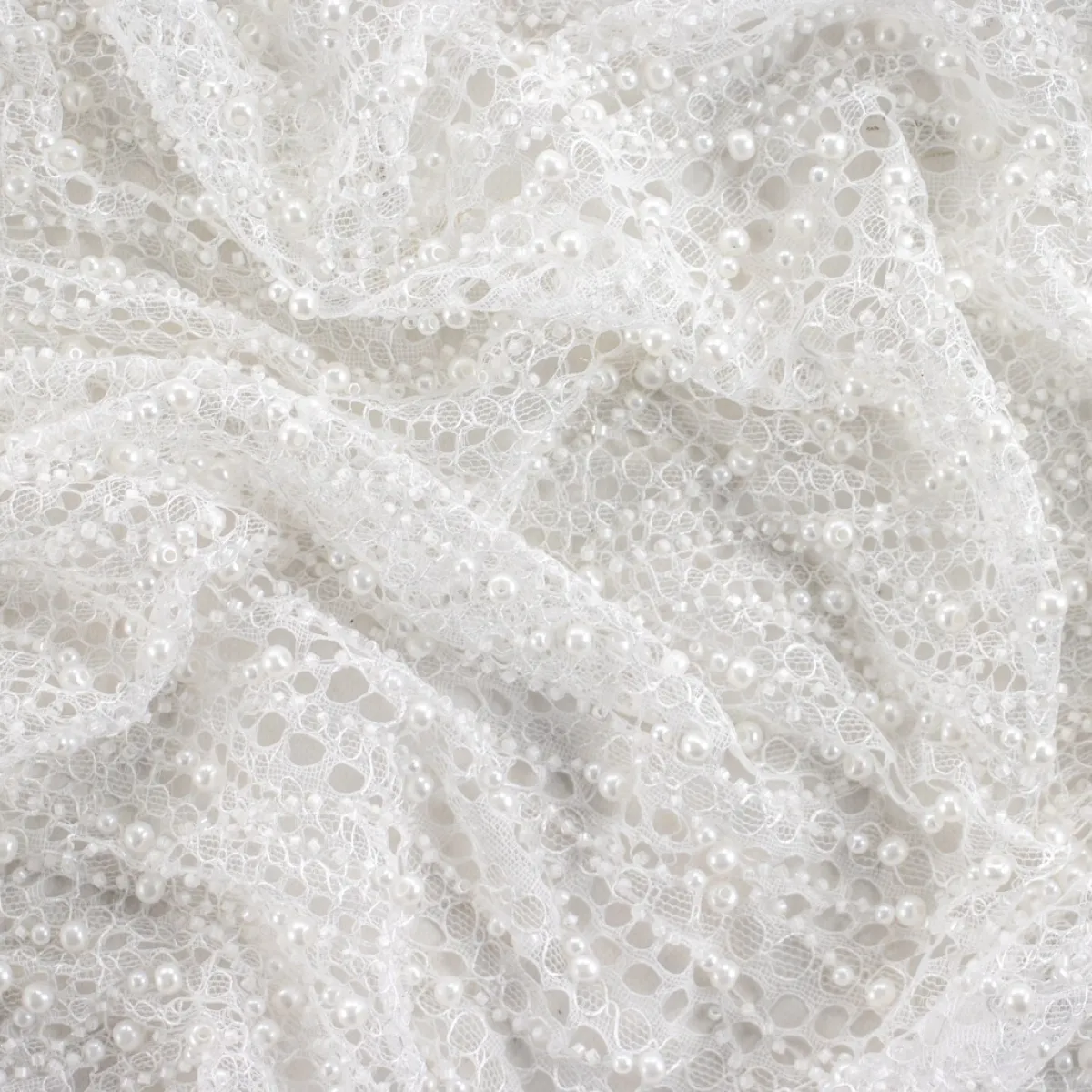 Giesse Scampoli Tessuti In Pizzo>PIZZO MACRAME CON PERLINE IACOPEN SPOSA