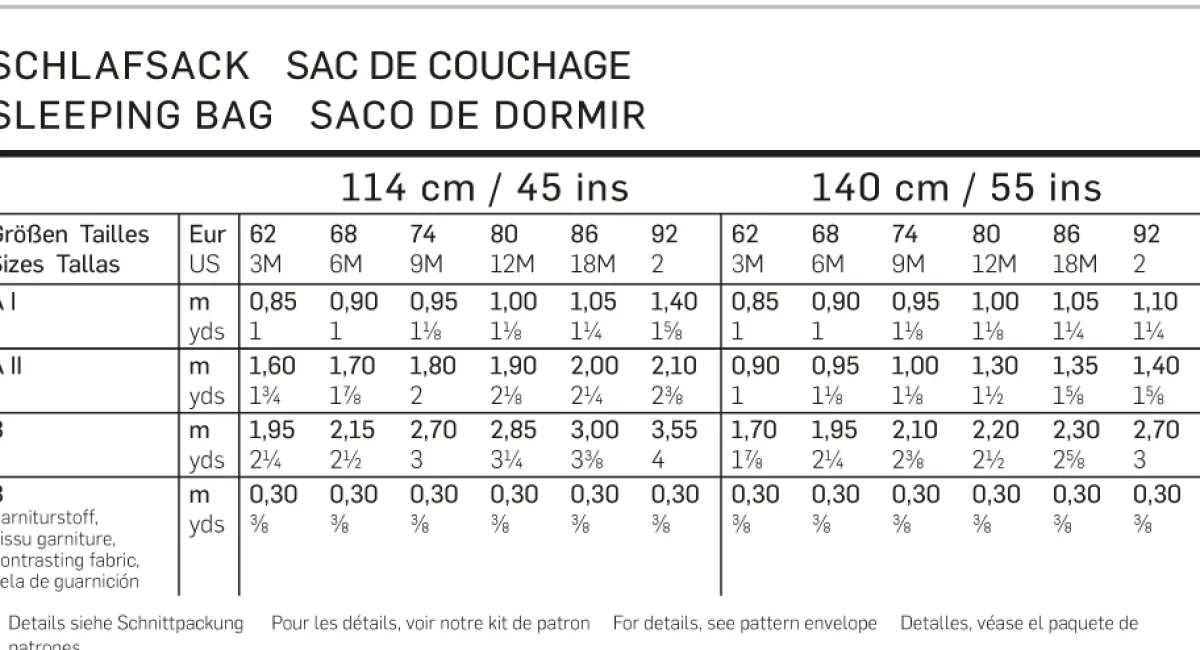Cartamodelli Burda Neonati|Bambini>sacco a pelo