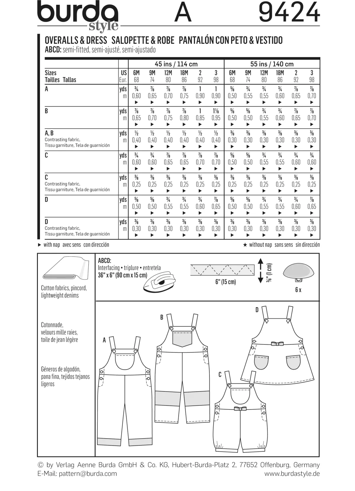 Cartamodelli Burda Neonati|Bambini>Salopette e vestito