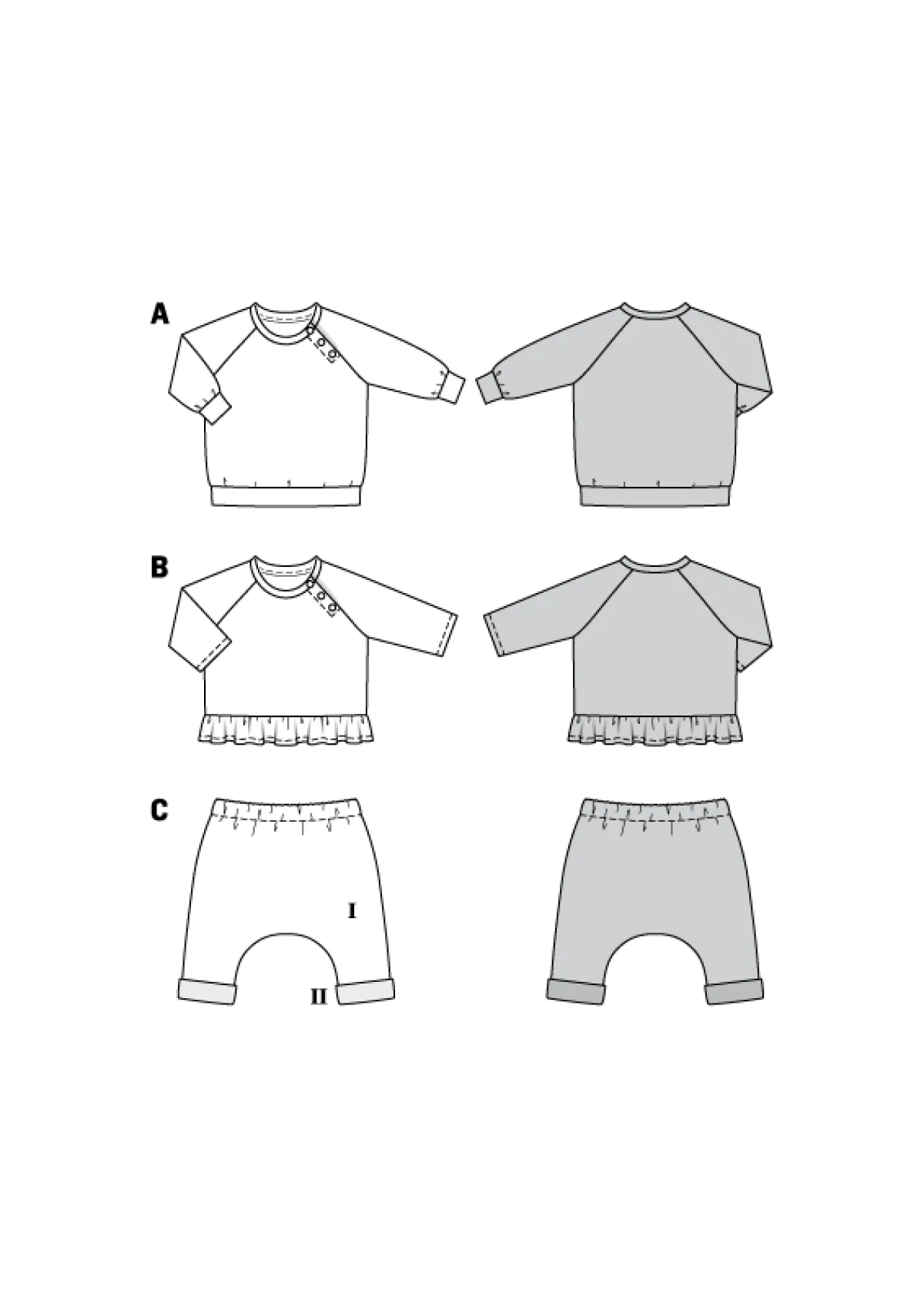 Cartamodelli Burda Neonati|Bambini>TOP CON CHIUSURA A SCATTO - PANTALONI