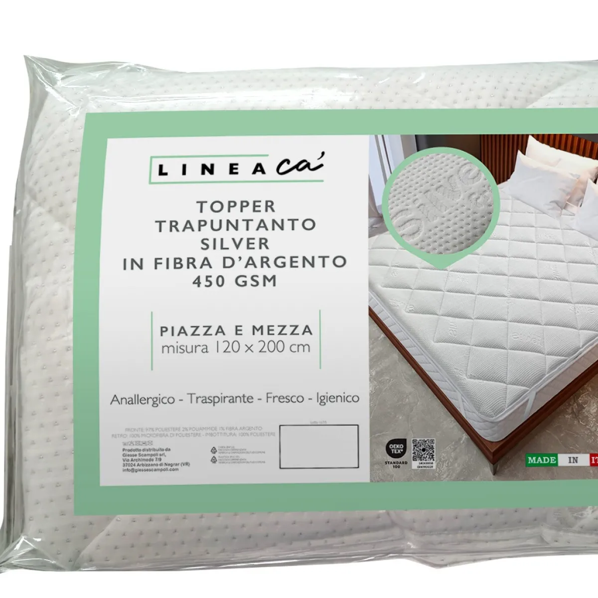 Giesse Scampoli Copriletti E Rivestimenti Per Materassi>topper silver piazza e mezza 120x200