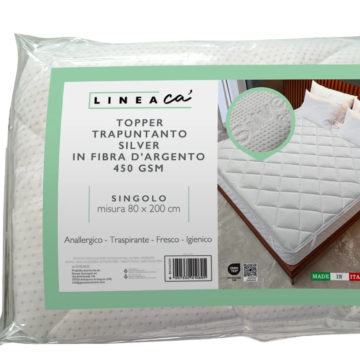 Giesse Scampoli Copriletti E Rivestimenti Per Materassi>topper silver singolo 80x200