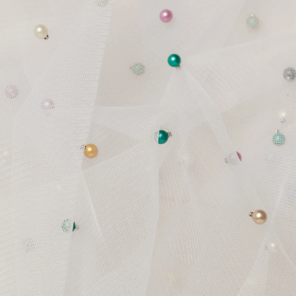 Giesse Scampoli Tulle & Tessuti Rete|Pizzi E Tessuti Ricamati>TULLE CON PERLINE MULTICOLOR NAVE