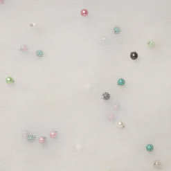 Giesse Scampoli Tulle & Tessuti Rete|Pizzi E Tessuti Ricamati>TULLE CON PERLINE MULTICOLOR NAVE