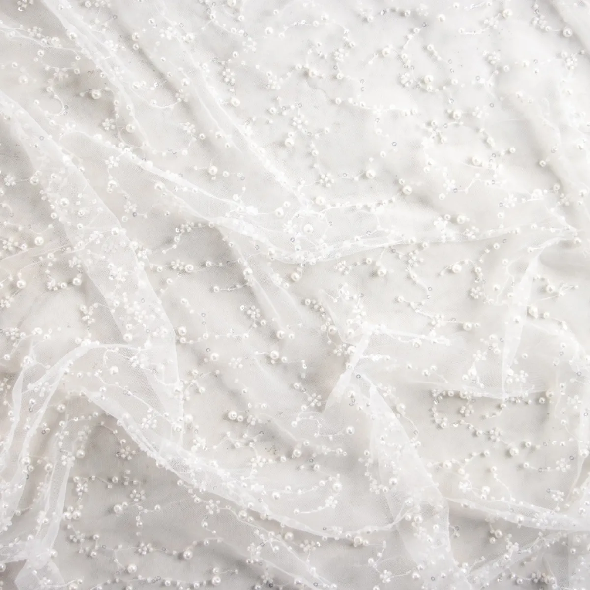 Giesse Scampoli Tessuti In Pizzo>TULLE RICAMATO CON PERLINE EZE SPOSA