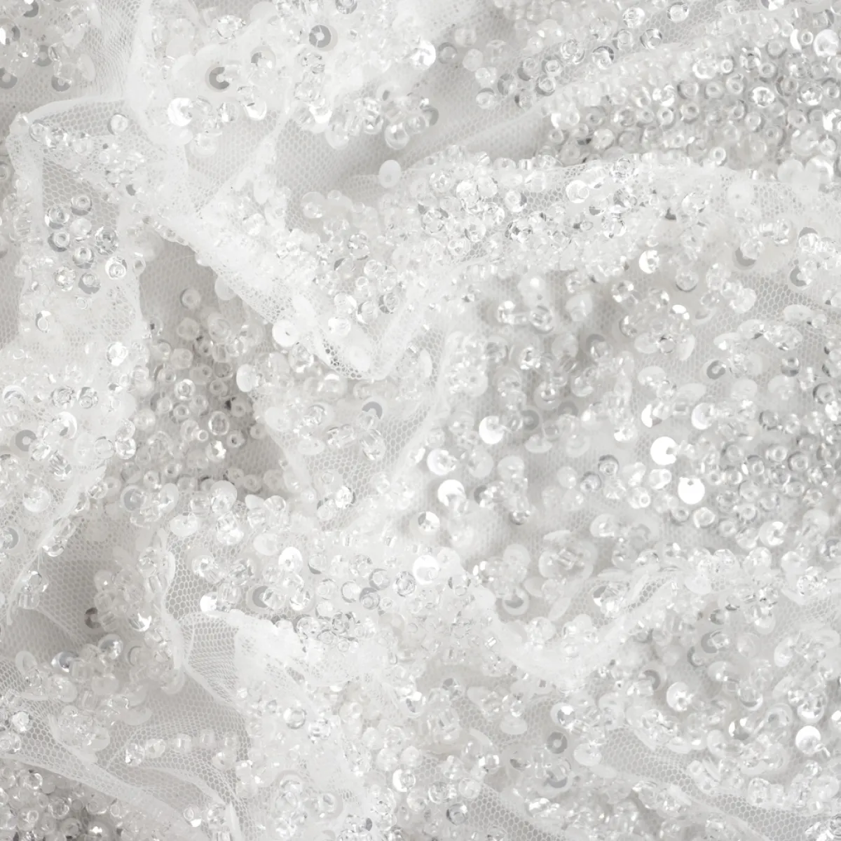 Giesse Scampoli Tessuti In Pizzo|Tessuti Tinta Unita>TULLE RICAMATO CON PERLINE LIMOGES SPOSA
