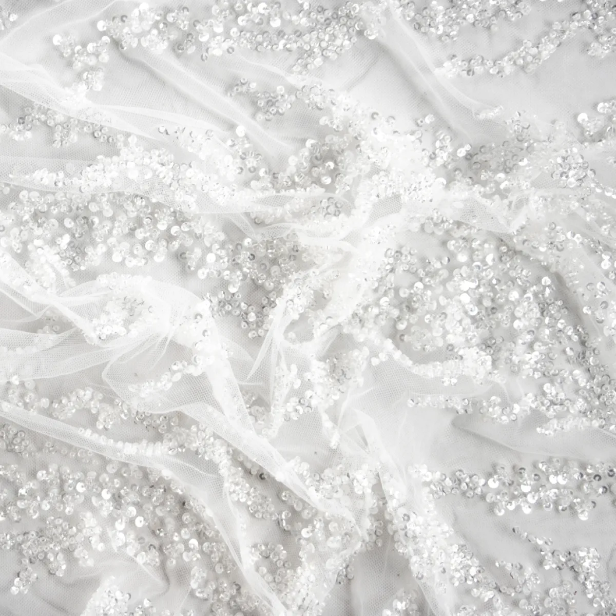 Giesse Scampoli Tessuti In Pizzo|Tessuti Tinta Unita>TULLE RICAMATO CON PERLINE LIMOGES SPOSA