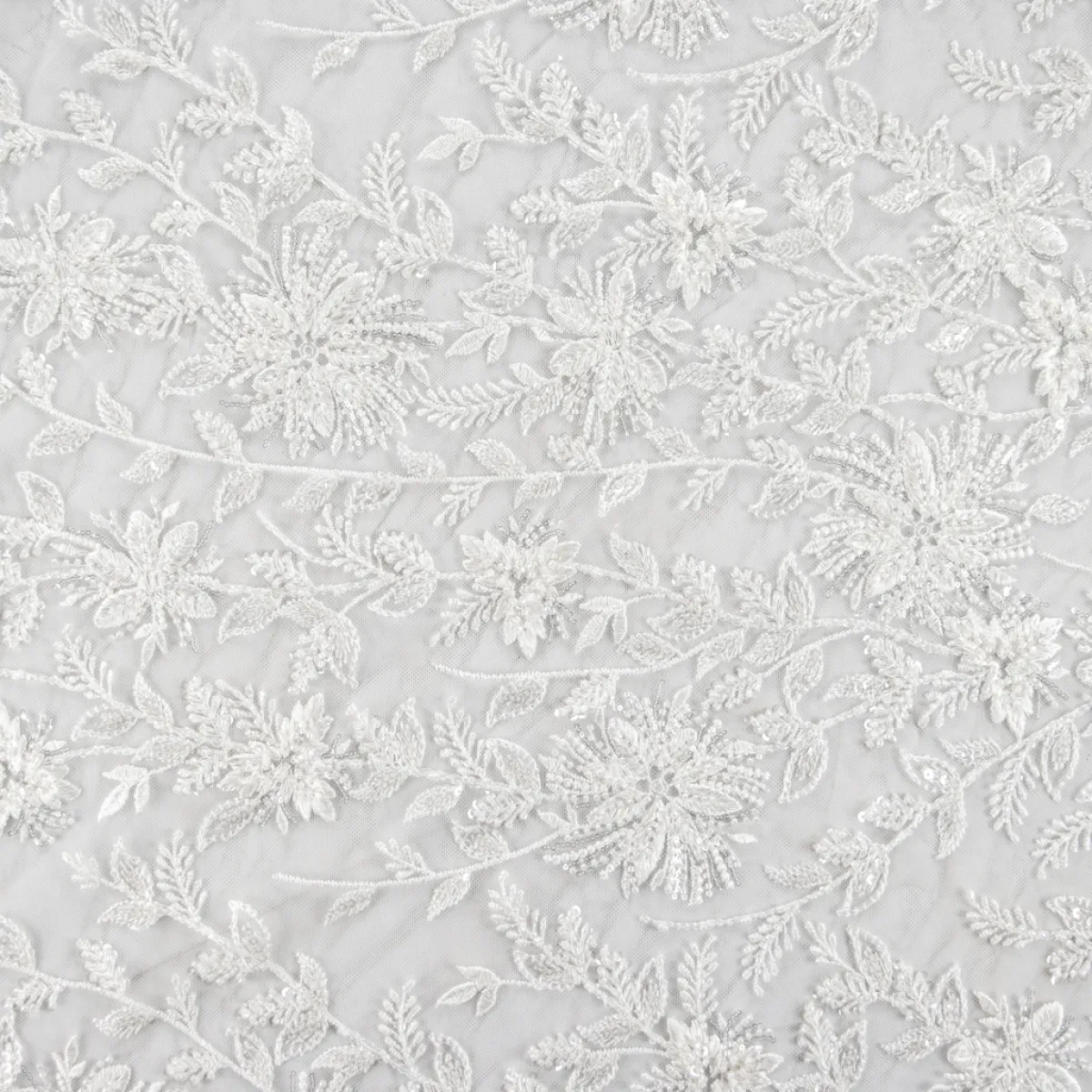 Giesse Scampoli Tessuti In Pizzo|Tessuti Tinta Unita>TULLE RICAMATO CON PERLINE ROUEN SPOSA