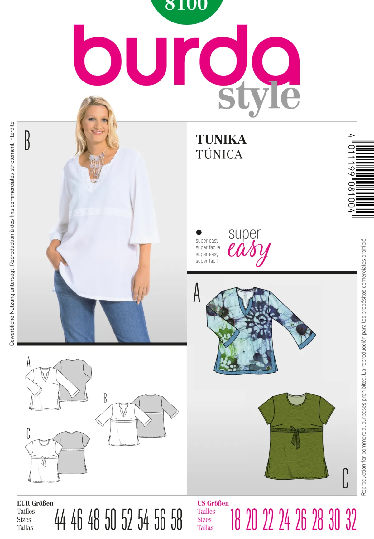 Cartamodelli Burda Taglie Forti>tunica