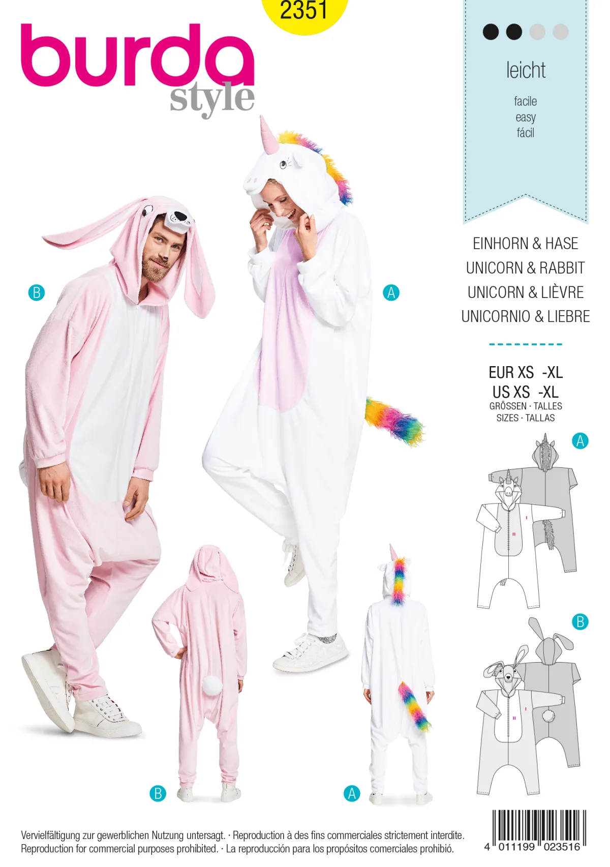 Cartamodelli Burda Costumi Per Spettacoli E Carnevale>UNICORNO E CONIGLIO