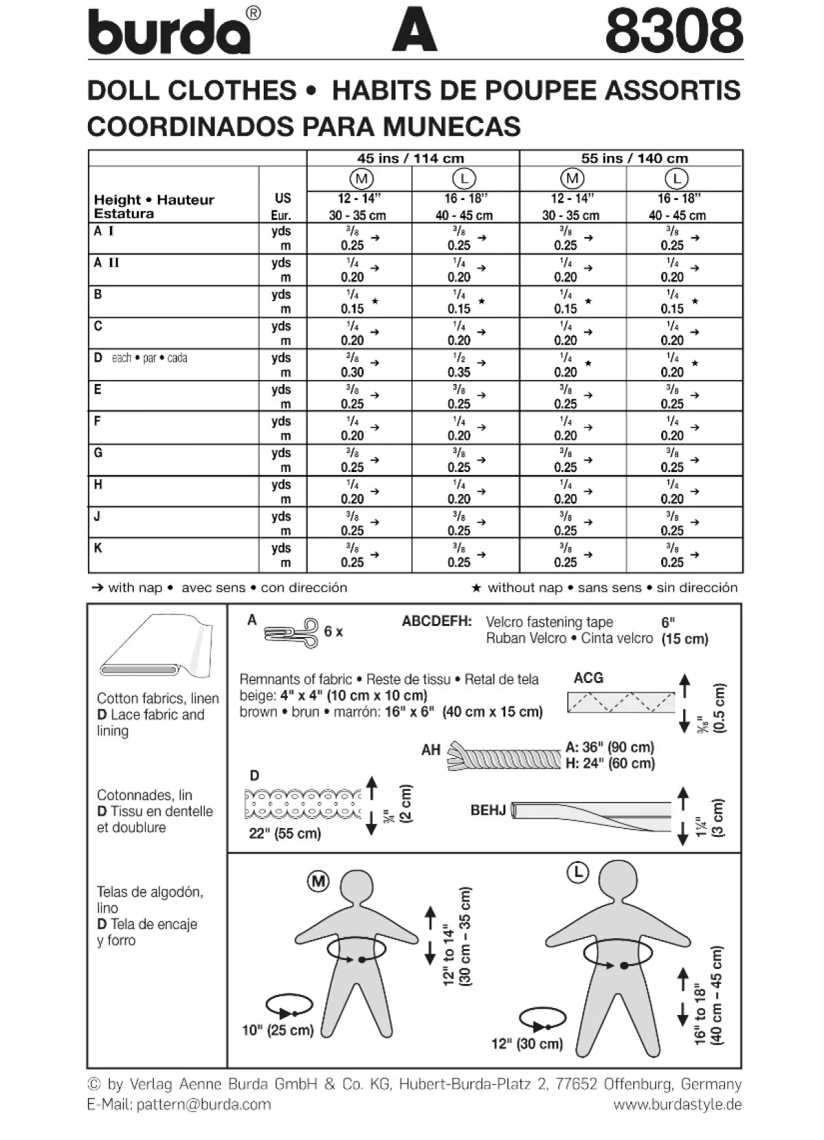 Cartamodelli Burda Creatività E Accessori>vestiti per le bambole