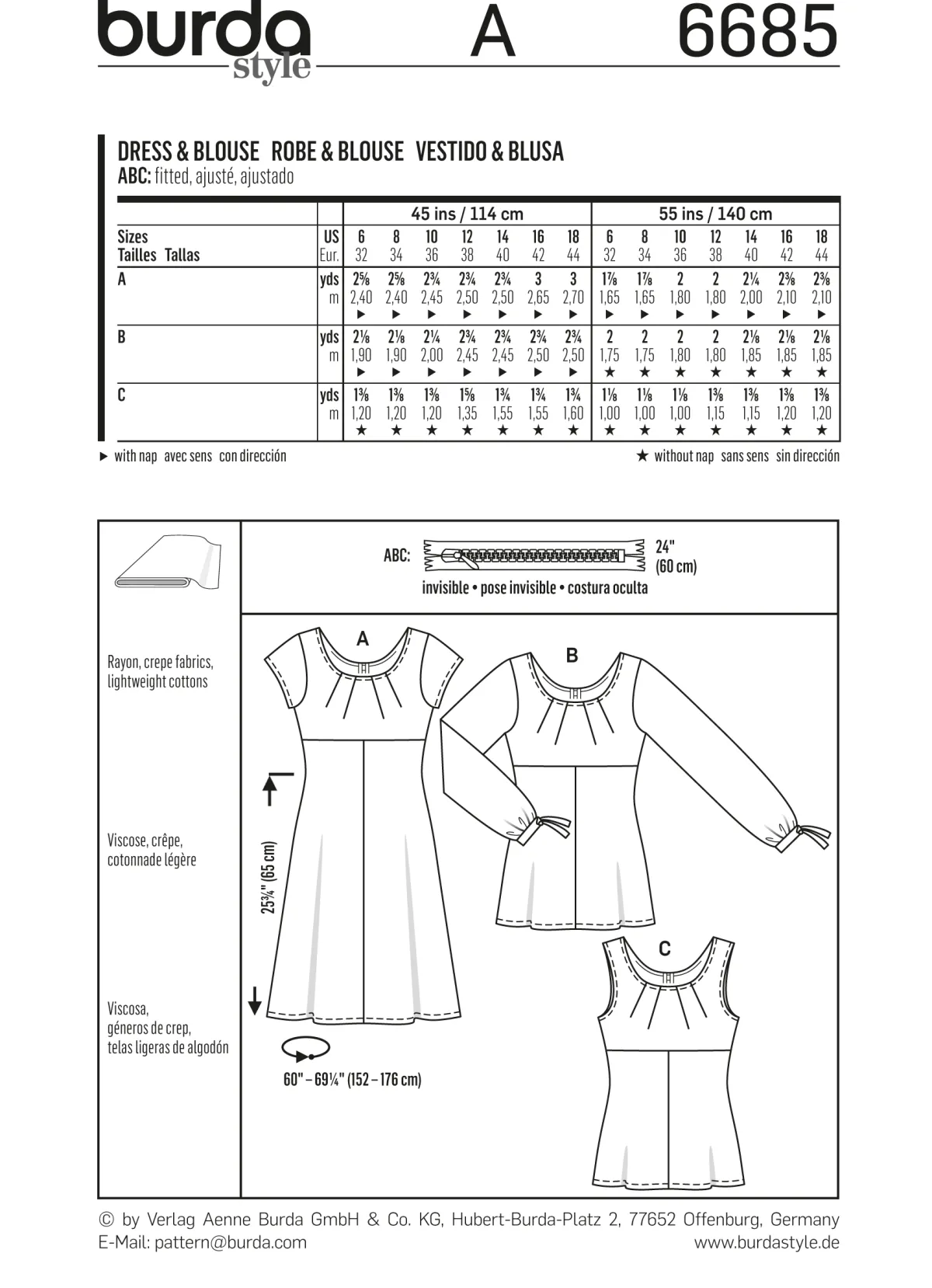 Cartamodelli Burda Top|Abiti>Vestito, camicetta