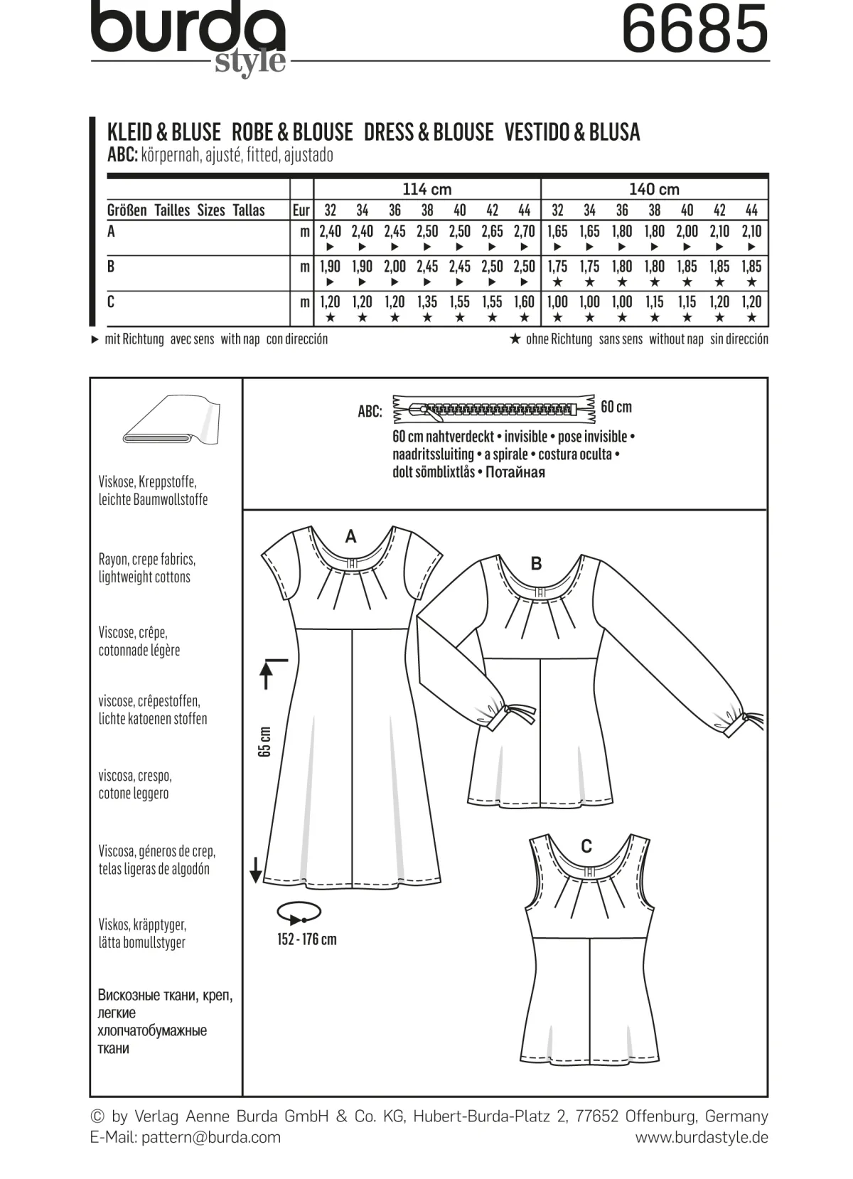 Cartamodelli Burda Top|Abiti>Vestito, camicetta