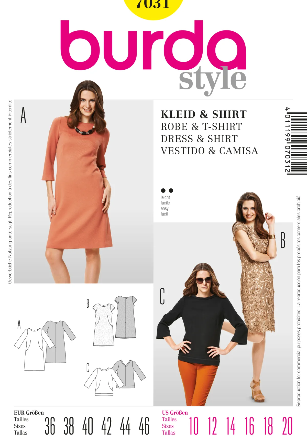 Cartamodelli Burda Top|Abiti>Vestito, camicia