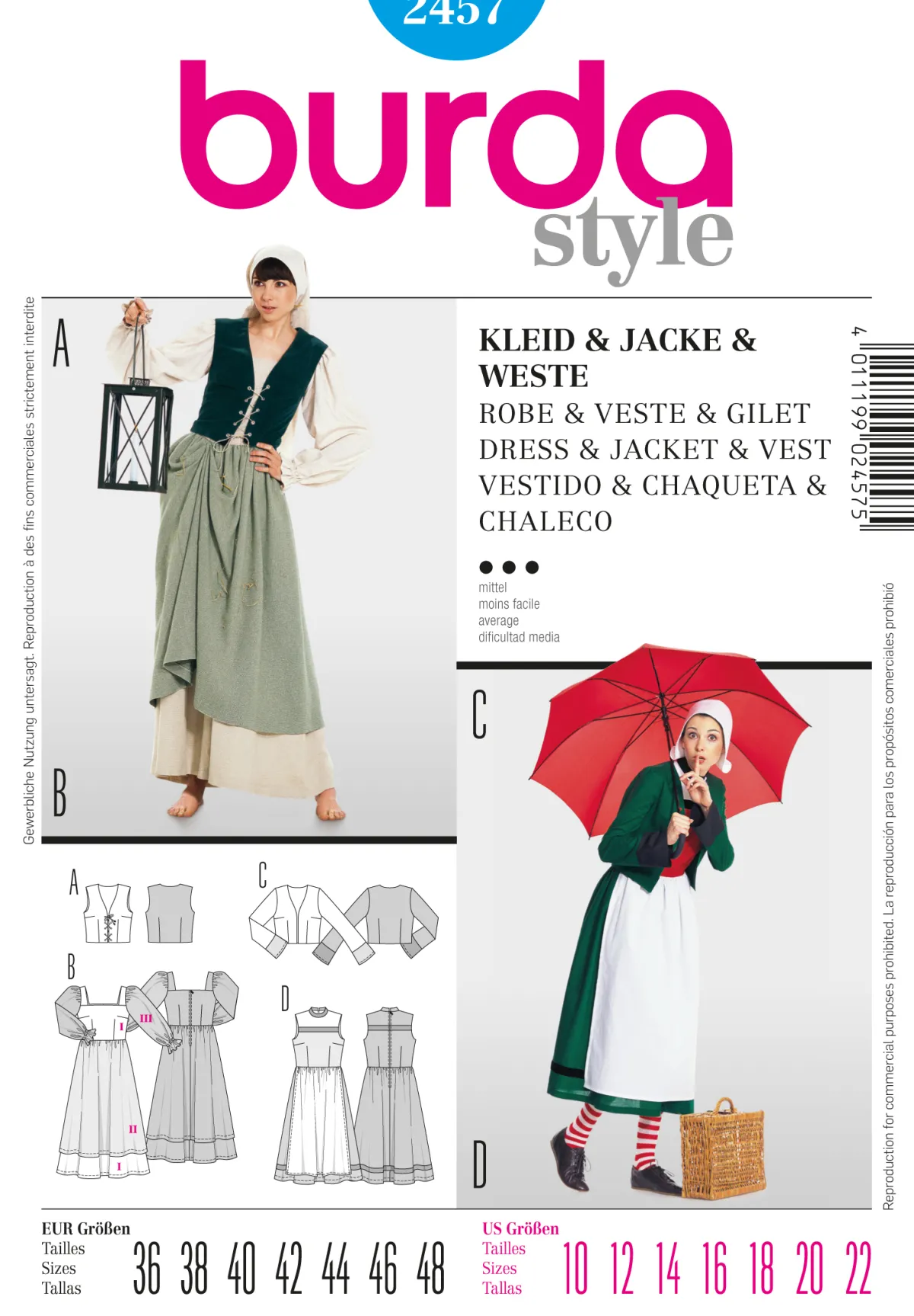 Cartamodelli Burda Costumi Per Spettacoli E Carnevale>Vestito, giacca, gilet